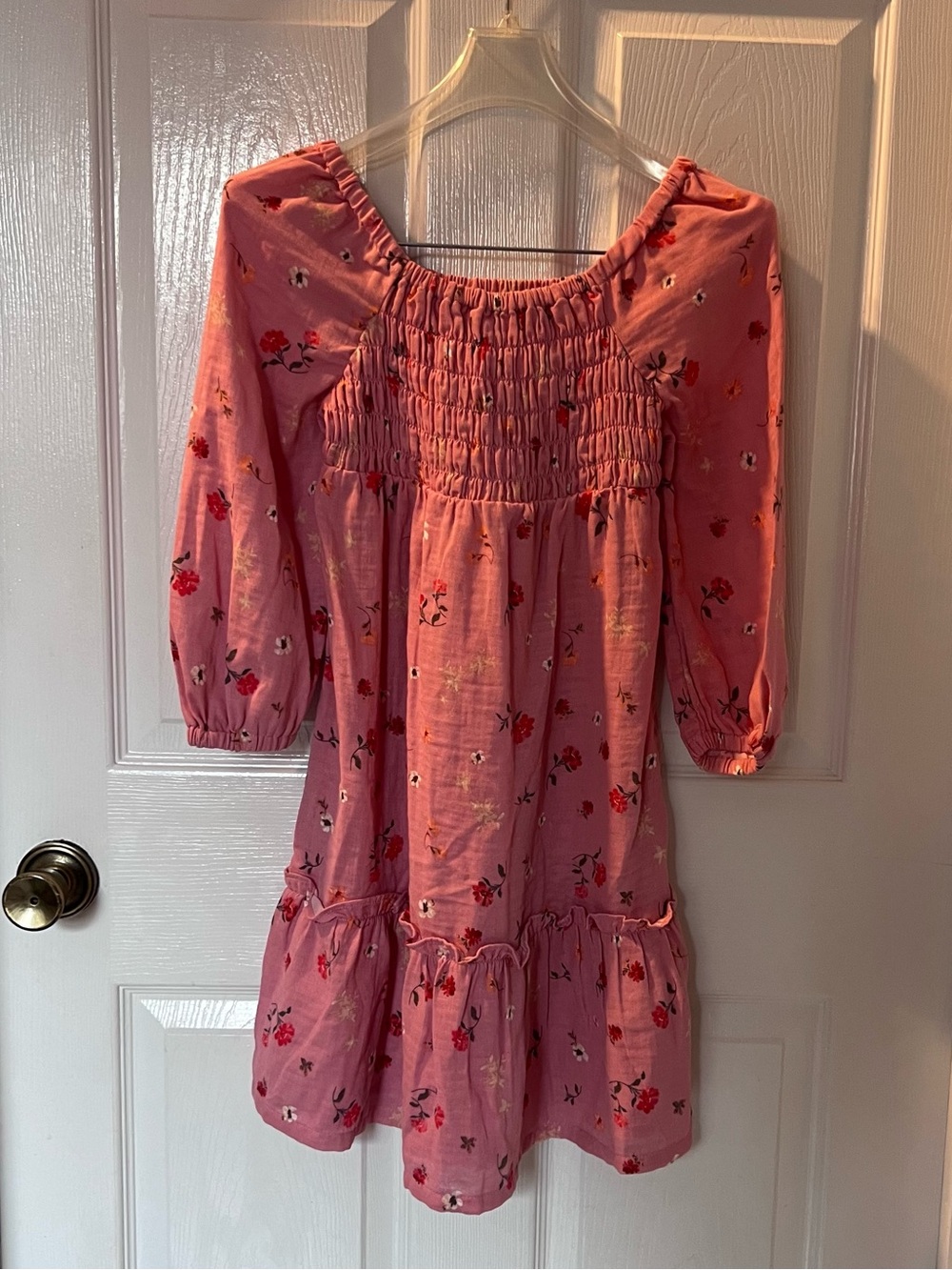 Old Navy Pink Floral Smocked Casual Dress